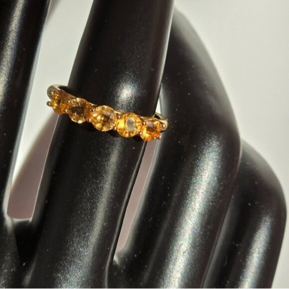 925 Sterling Silver Ring with Natural Citrine 4x4mm Gemstone - Picture 2 of 11